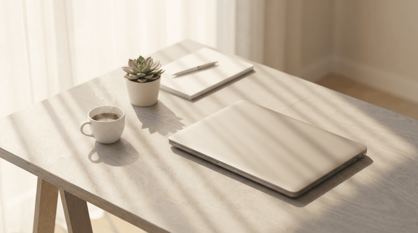 Laptop showing cloud architecture diagram on a desk